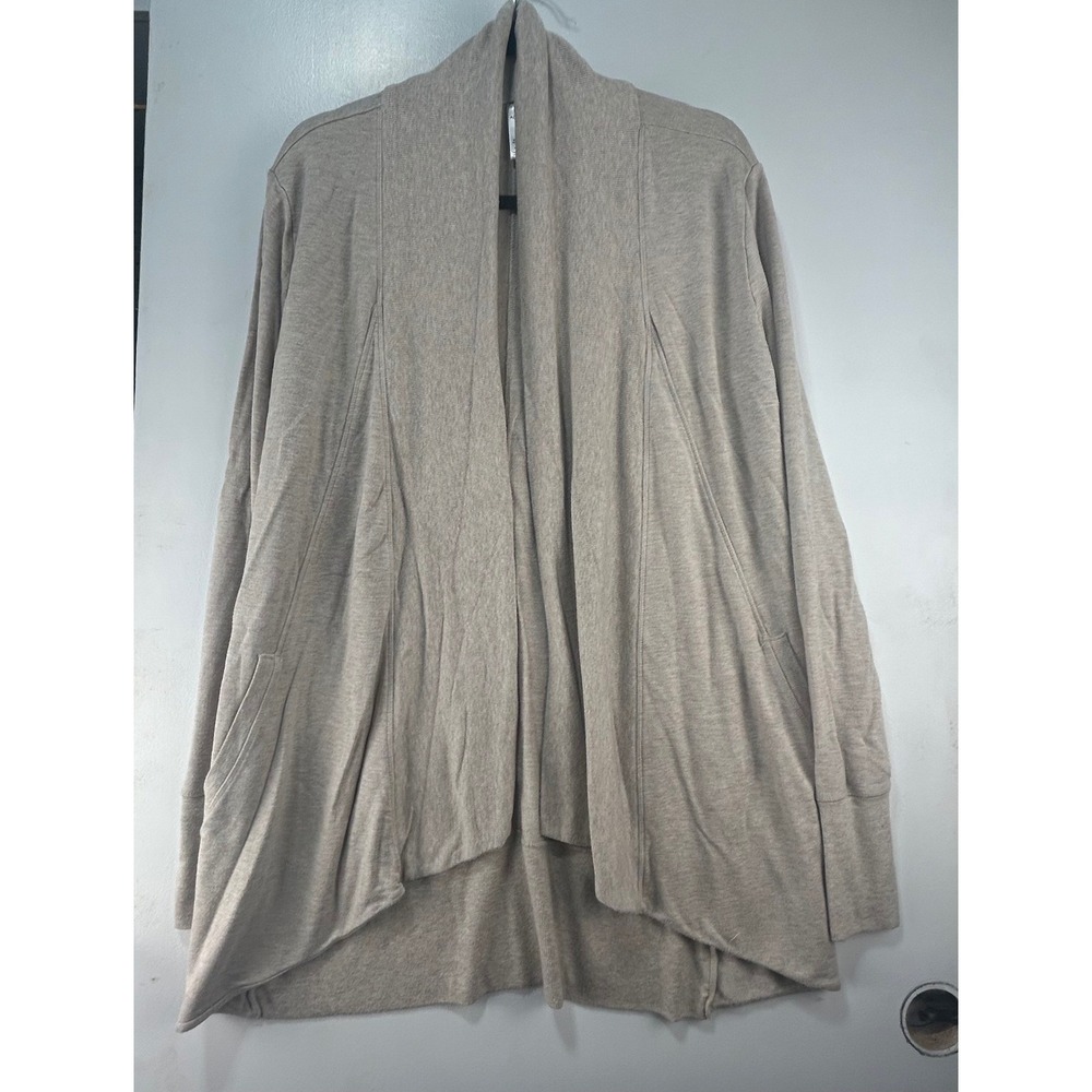 Active Life Heather Oatmeal Modal Blend Open Front Cardigan Thumbholes Medium